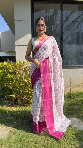 Ready To Wear Dola Silk Kalamkari Saree with Bangalori Satin Blouse